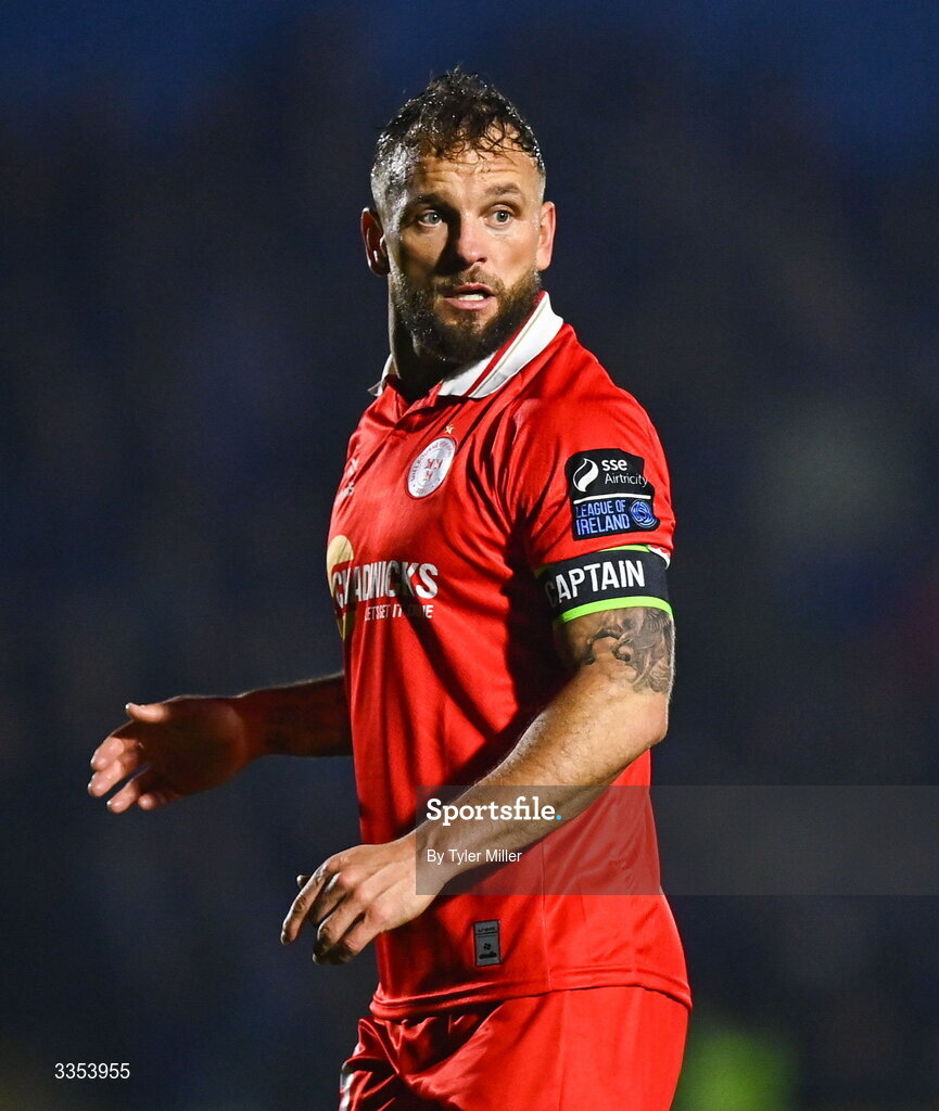 6 February 2026; Paddy Barrett of Shelbourne during the SSE Airtricity Men's Premier Division match between Waterford and Shelbourne at the Regional Sports Centre in Waterford. Photo by Tyler Miller/Sportsfile