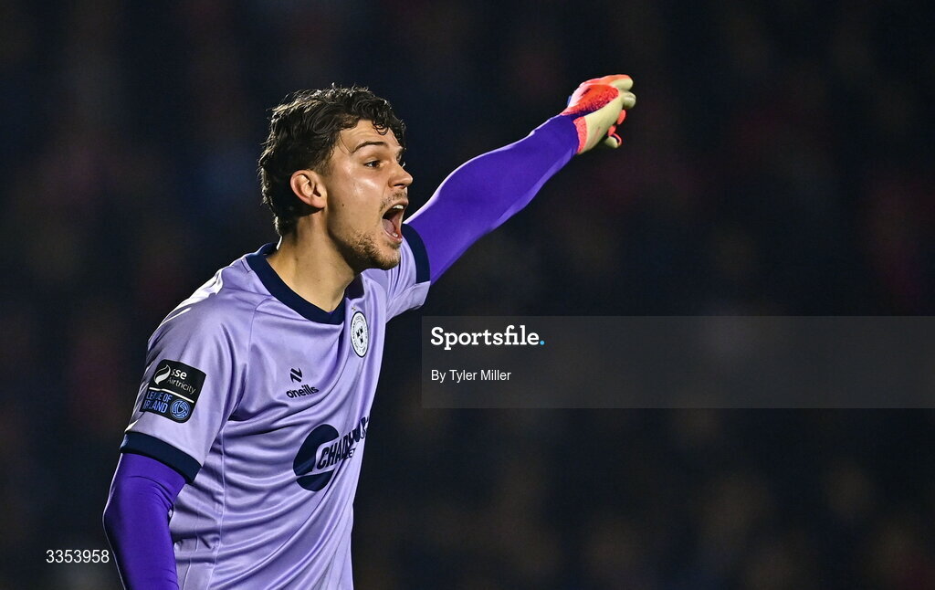 6 February 2026; Shelbourne goalkeeper Wessel Speel during the SSE Airtricity Men's Premier Division match between Waterford and Shelbourne at the Regional Sports Centre in Waterford. Photo by Tyler Miller/Sportsfile