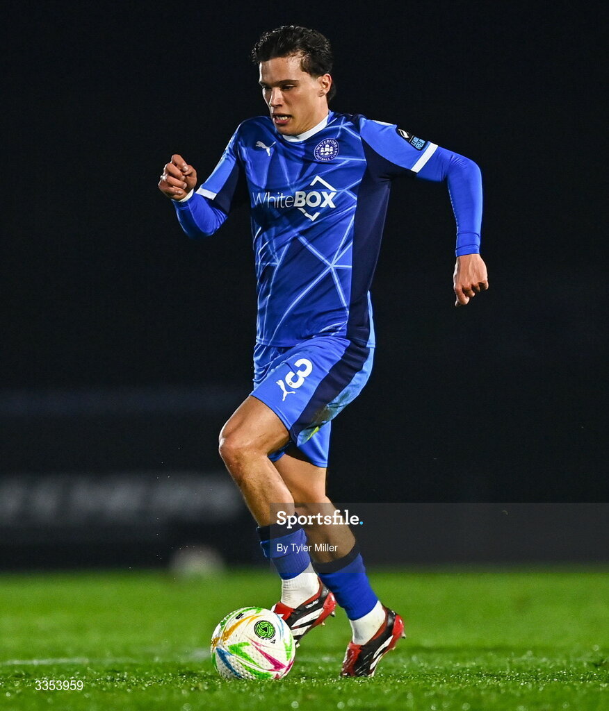 6 February 2026; Benny Couto of Waterford during the SSE Airtricity Men's Premier Division match between Waterford and Shelbourne at the Regional Sports Centre in Waterford. Photo by Tyler Miller/Sportsfile