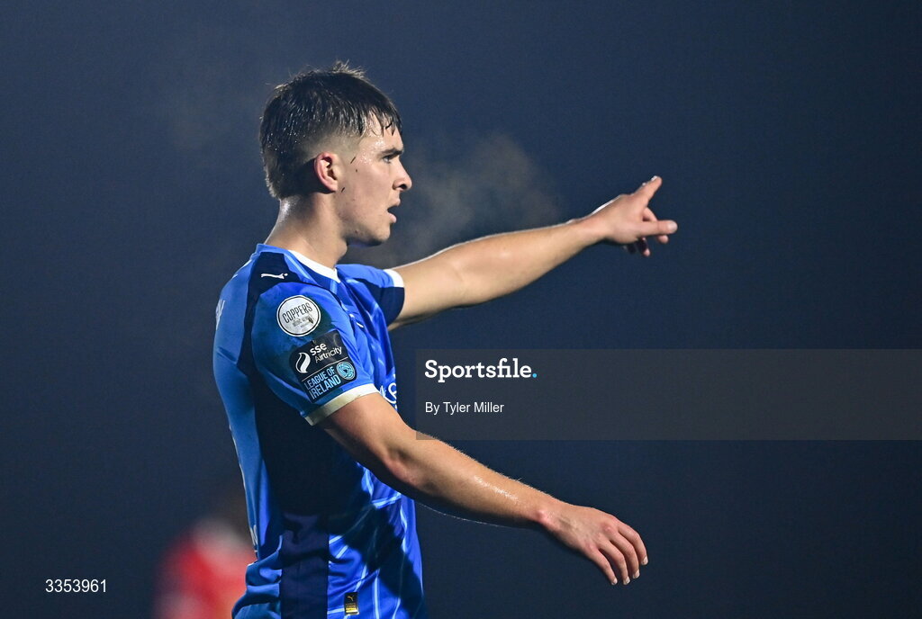 6 February 2026; Tommy Lonergan of Waterford during the SSE Airtricity Men's Premier Division match between Waterford and Shelbourne at the Regional Sports Centre in Waterford. Photo by Tyler Miller/Sportsfile
