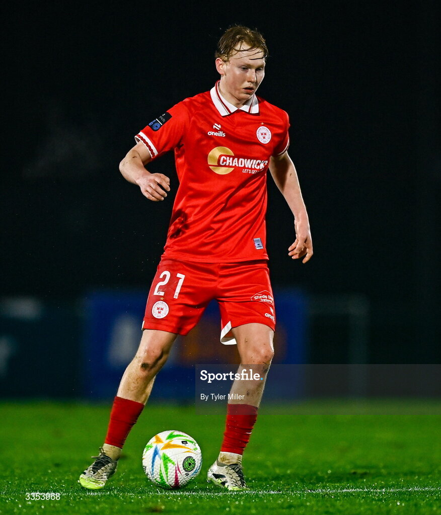 6 February 2026; Jack Henry-Francis of Shelbourne during the SSE Airtricity Men's Premier Division match between Waterford and Shelbourne at the Regional Sports Centre in Waterford. Photo by Tyler Miller/Sportsfile