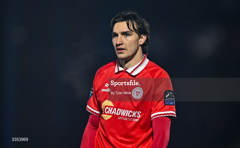 6 February 2026; Sean Boyd of Shelbourne during the SSE Airtricity Men's Premier Division match between Waterford and Shelbourne at the Regional Sports Centre in Waterford. Photo by Tyler Miller/Sportsfile