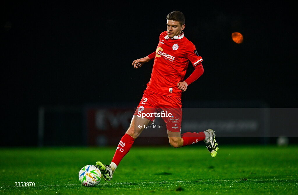 6 February 2026; Sean Gannon of Shelbourne during the SSE Airtricity Men's Premier Division match between Waterford and Shelbourne at the Regional Sports Centre in Waterford. Photo by Tyler Miller/Sportsfile