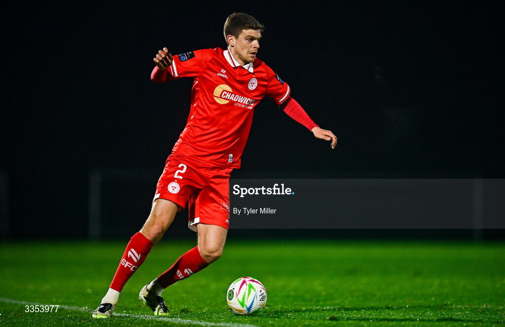 6 February 2026; Sean Gannon of Shelbourne during the SSE Airtricity Men's Premier Division match between Waterford and Shelbourne at the Regional Sports Centre in Waterford. Photo by Tyler Miller/Sportsfile