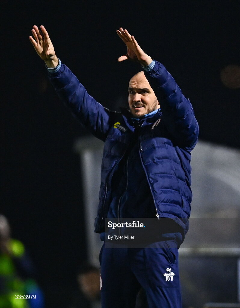 6 February 2026; Shelbourne head coach Joey O'Brien during the SSE Airtricity Men's Premier Division match between Waterford and Shelbourne at the Regional Sports Centre in Waterford. Photo by Tyler Miller/Sportsfile