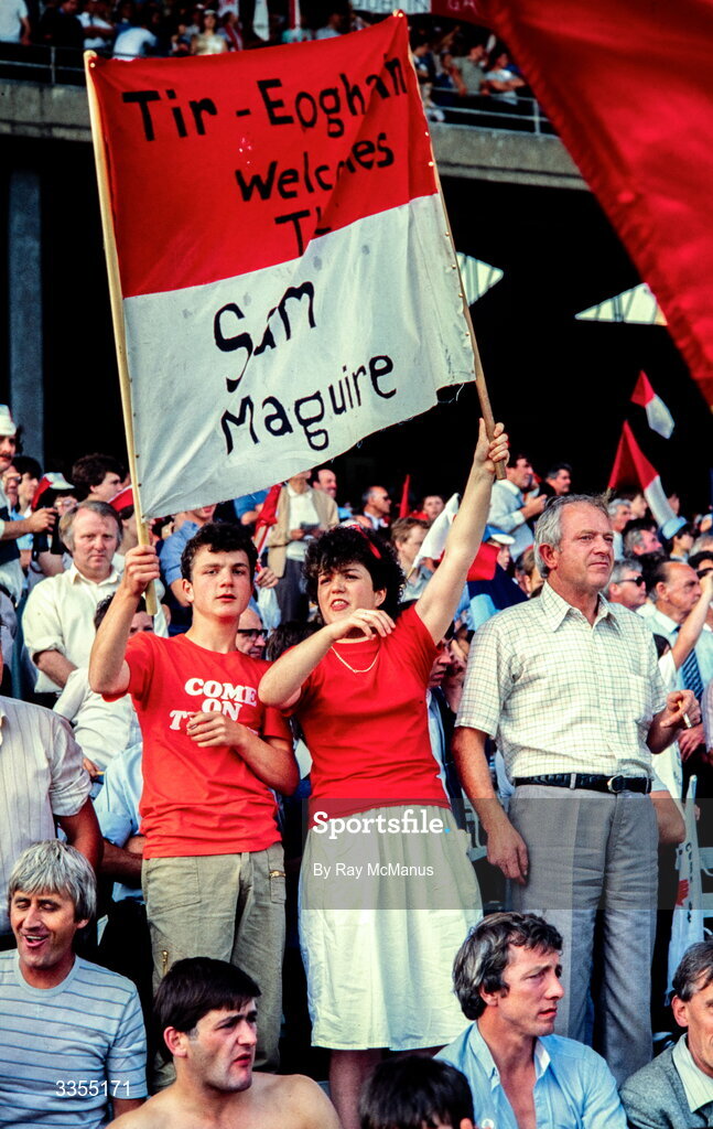 21 September 1986; Tyrone supporters during the All-Ireland Senior Football Championship final between Tyrone and Kerry at Croke Park in Dublin. Photo by Ray McManus/Sportsfile