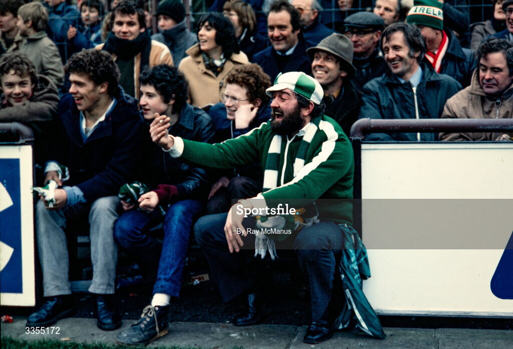 20 February 1982; An Ireland supporter during the Five Nations Rugby Championship match between Ireland and Scotland at Lansdowne Road. Photo by Ray McManus/Sportsfile