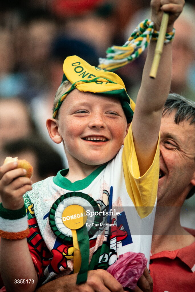 20 September 1992; A young Donegal supporter during the All Ireland Senior Football Championship Final match between Dublin and Donegal at Croke Park, Dublin. Photo by Ray McManus/Sportsfile