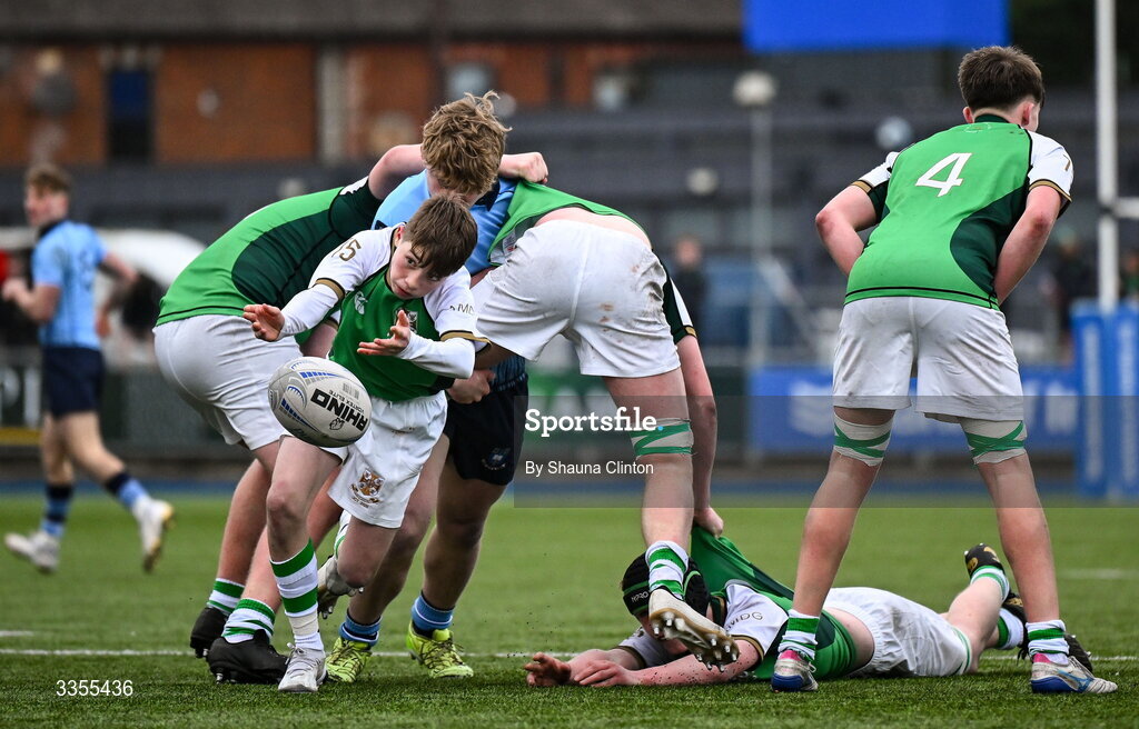 9 February 2026; Ben Glynn of Gonzaga College during the Bank of Ireland Leinster Rugby Boys Schools Junior Cup First Round match between Gonzaga College and St Michael’s College at Energia Park in Dublin. Photo by Shauna Clinton/Sportsfile