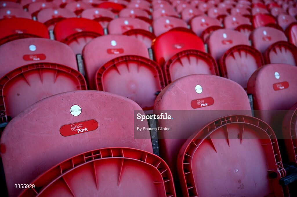 13 February 2026; A general view of seating before the U20 Six Nations Rugby Championship match between Ireland and Italy at Virgin Media Park in Cork. Photo by Shauna Clinton/Sportsfile