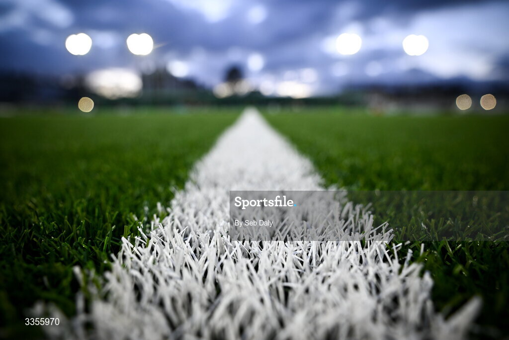 13 February 2026; A detailed view of the pitch at the Carlisle Grounds before the SSE Airtricity Men's First Division match between Bray Wanderers and Longford Town at Carlisle Grounds in Bray, Wicklow. Photo by Seb Daly/Sportsfile
