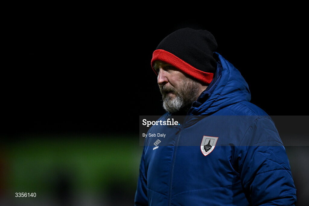 13 February 2026; Longford Town manager Wayne Groves before the SSE Airtricity Men's First Division match between Bray Wanderers and Longford Town at Carlisle Grounds in Bray, Wicklow. Photo by Seb Daly/Sportsfile
