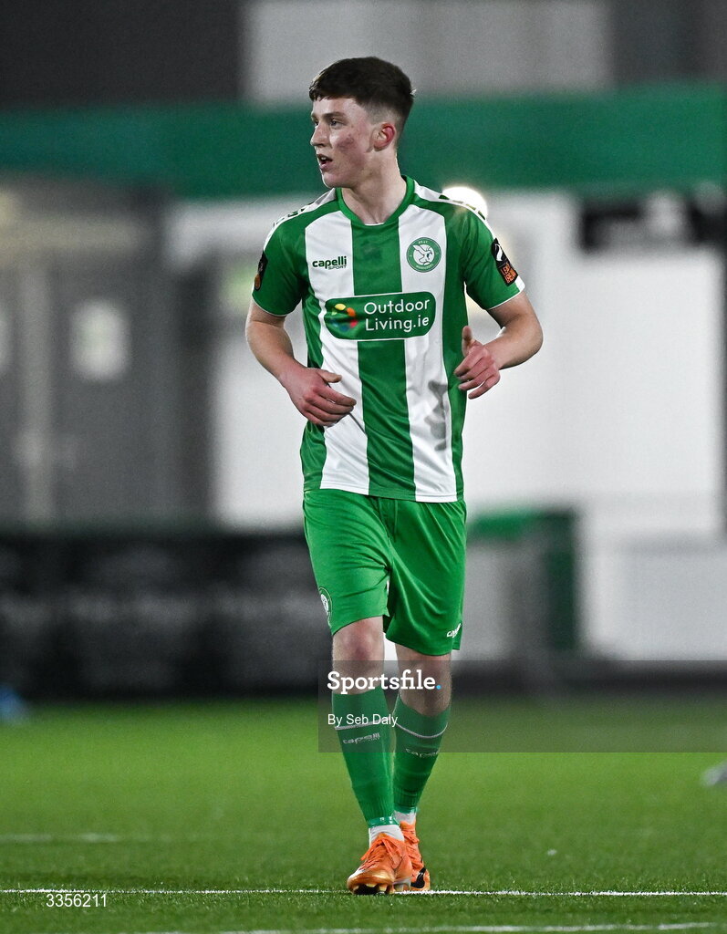 13 February 2026; Richard Ferizaj of Bray Wanderers after scoring his side's first goal during the SSE Airtricity Men's First Division match between Bray Wanderers and Longford Town at Carlisle Grounds in Bray, Wicklow. Photo by Seb Daly/Sportsfile
