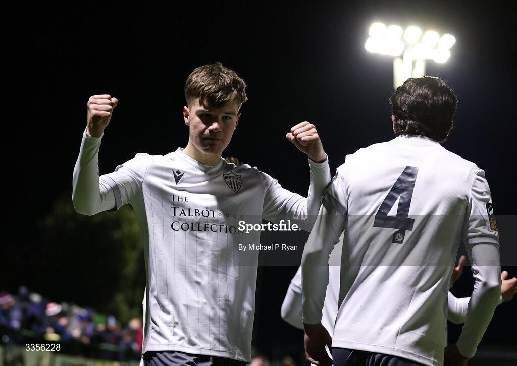 13 February 2026; Ryan Ritchie of Wexford celebrates after scoring his side's first goal during the SSE Airtricity Men's First Division match between Cobh Ramblers and Wexford at St Colman's Park in Cobh, Cork. Photo by Michael P Ryan/Sportsfile