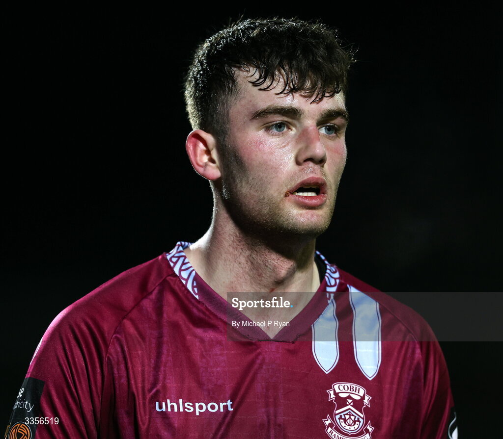 13 February 2026; Callum Honohan of Cobh Ramblers after the SSE Airtricity Men's First Division match between Cobh Ramblers and Wexford at St Colman's Park in Cobh, Cork. Photo by Michael P Ryan/Sportsfile
