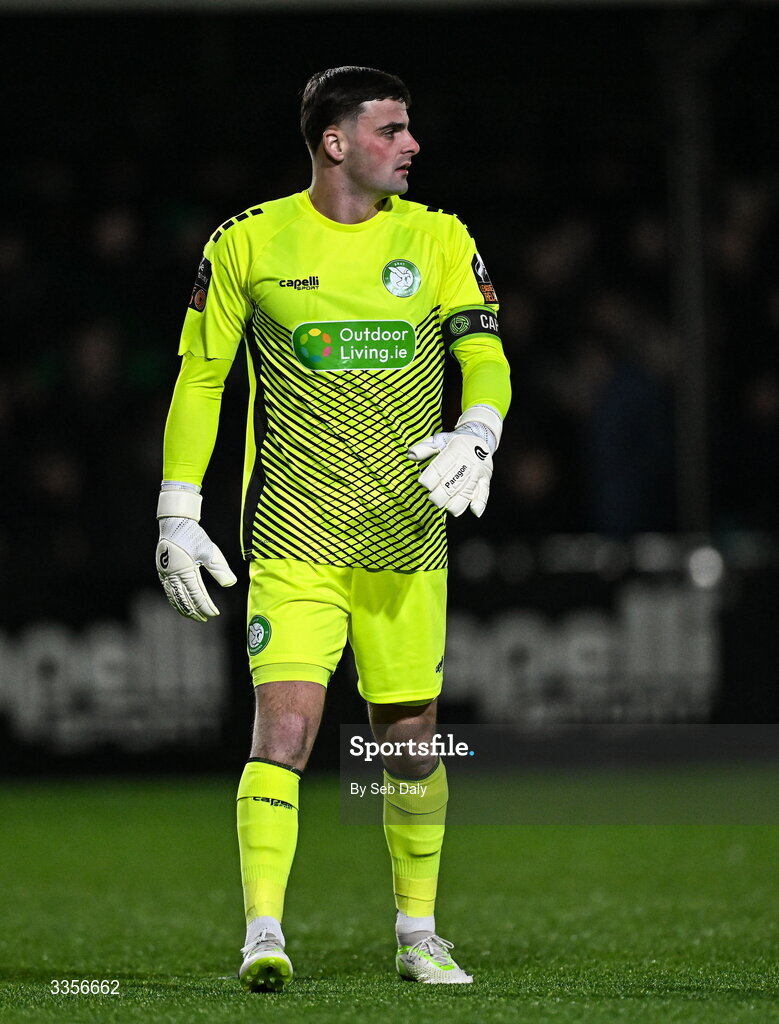 13 February 2026; Bray Wanderers goalkeeper Jimmy Corcoran during the SSE Airtricity Men's First Division match between Bray Wanderers and Longford Town at Carlisle Grounds in Bray, Wicklow. Photo by Seb Daly/Sportsfile