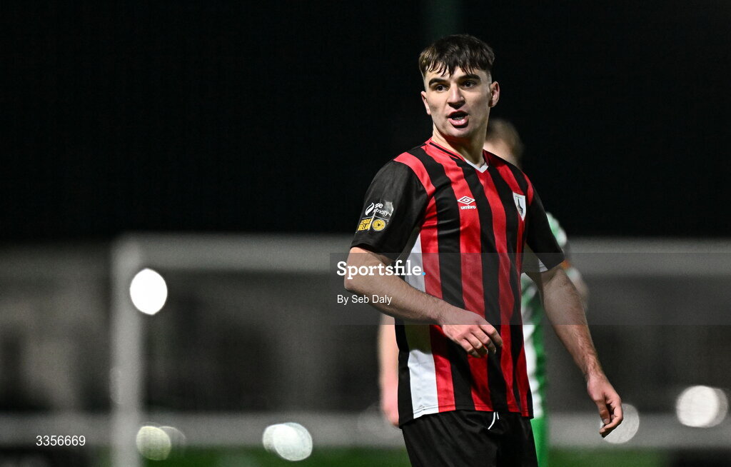 13 February 2026; Andy Paraschiv of Longford Town during the SSE Airtricity Men's First Division match between Bray Wanderers and Longford Town at Carlisle Grounds in Bray, Wicklow. Photo by Seb Daly/Sportsfile