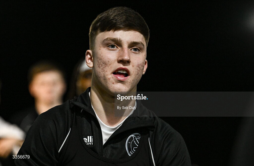 13 February 2026; Richard Ferizaj of Bray Wanderers before the SSE Airtricity Men's First Division match between Bray Wanderers and Longford Town at Carlisle Grounds in Bray, Wicklow. Photo by Seb Daly/Sportsfile