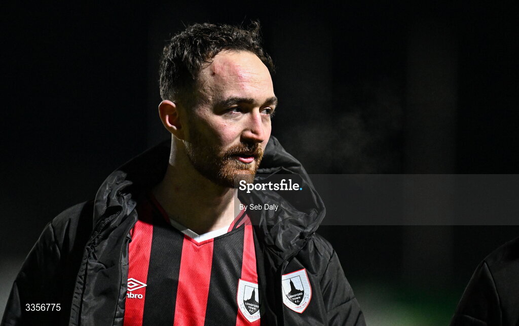 13 February 2026; Dean George of Longford Town after the SSE Airtricity Men's First Division match between Bray Wanderers and Longford Town at Carlisle Grounds in Bray, Wicklow. Photo by Seb Daly/Sportsfile