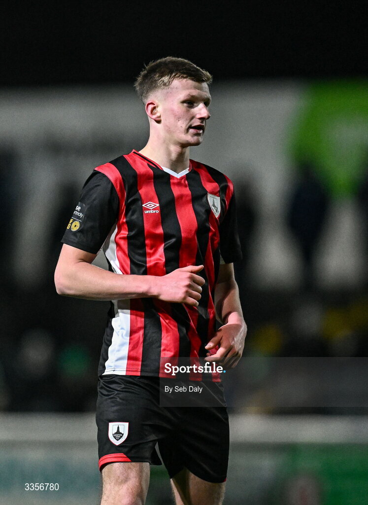 13 February 2026; Conor Errity of Longford Town during the SSE Airtricity Men's First Division match between Bray Wanderers and Longford Town at Carlisle Grounds in Bray, Wicklow. Photo by Seb Daly/Sportsfile