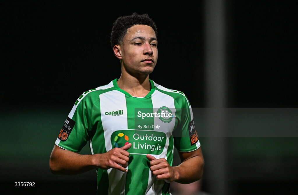 13 February 2026; Declan Osagie of Bray Wanderers during the SSE Airtricity Men's First Division match between Bray Wanderers and Longford Town at Carlisle Grounds in Bray, Wicklow. Photo by Seb Daly/Sportsfile