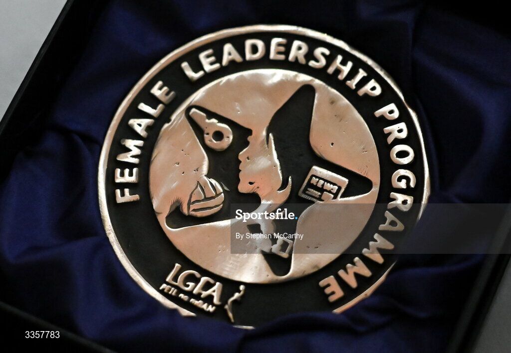 14 February 2026; A detailed view of a recipients medal at the Learn to Lead LGFA Female Leadership Programme graduation evening at The Carlton Hotel in Santry, Dublin. The Learn to Lead programme was devised to develop the next generation of leaders within Ladies Gaelic Football. Photo by Stephen McCarthy/Sportsfile