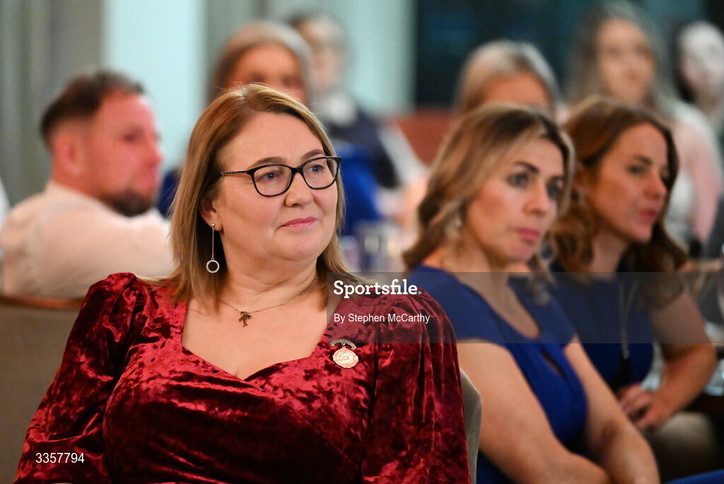 14 February 2026; Uachtarán Cumann Peil Gael na mBan Trina Murray at the Learn to Lead LGFA Female Leadership Programme graduation evening at The Carlton Hotel in Santry, Dublin. The Learn to Lead programme was devised to develop the next generation of leaders within Ladies Gaelic Football. Photo by Stephen McCarthy/Sportsfile