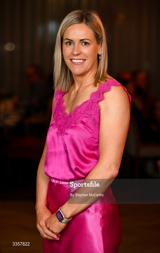 14 February 2026; Angela Walsh of Inch Rovers, Cork, at the Learn to Lead LGFA Female Leadership Programme graduation evening at The Carlton Hotel in Santry, Dublin. The Learn to Lead programme was devised to develop the next generation of leaders within Ladies Gaelic Football. Photo by Stephen McCarthy/Sportsfile