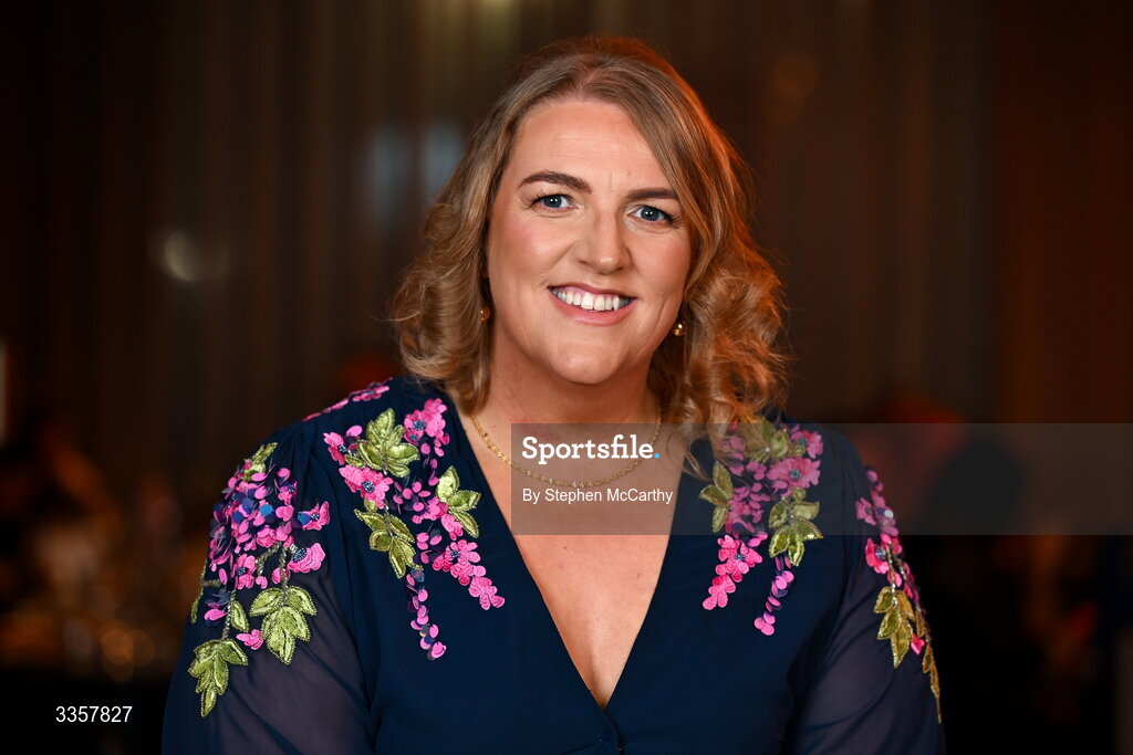 14 February 2026; Caroline Hughes of Man O’War, Dublin, at the Learn to Lead LGFA Female Leadership Programme graduation evening at The Carlton Hotel in Santry, Dublin. The Learn to Lead programme was devised to develop the next generation of leaders within Ladies Gaelic Football. Photo by Stephen McCarthy/Sportsfile