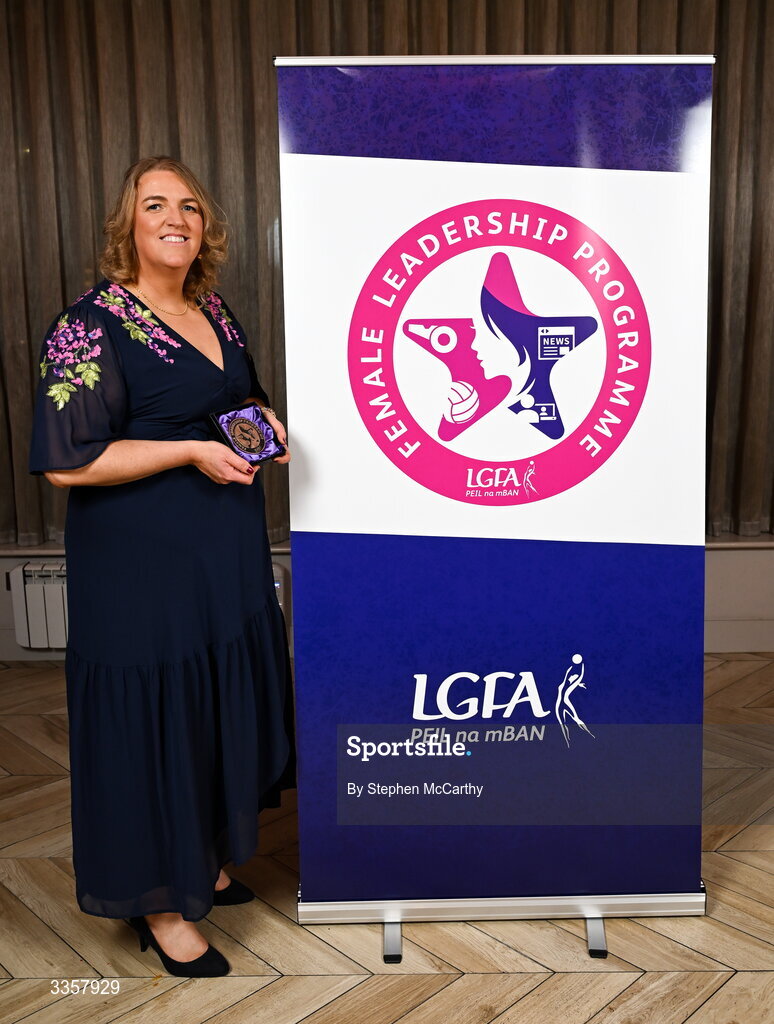 14 February 2026; Caroline Hughes of Man O’War, Dublin, at the Learn to Lead LGFA Female Leadership Programme graduation evening at The Carlton Hotel in Santry, Dublin. The Learn to Lead programme was devised to develop the next generation of leaders within Ladies Gaelic Football. Photo by Stephen McCarthy/Sportsfile