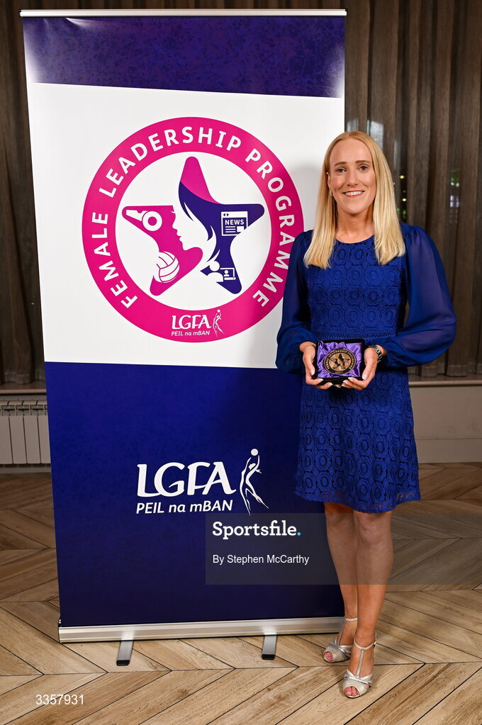 14 February 2026; Méabh De Búrca of Salthill Knocknacarra, Galway, at the Learn to Lead LGFA Female Leadership Programme graduation evening at The Carlton Hotel in Santry, Dublin. The Learn to Lead programme was devised to develop the next generation of leaders within Ladies Gaelic Football. Photo by Stephen McCarthy/Sportsfile