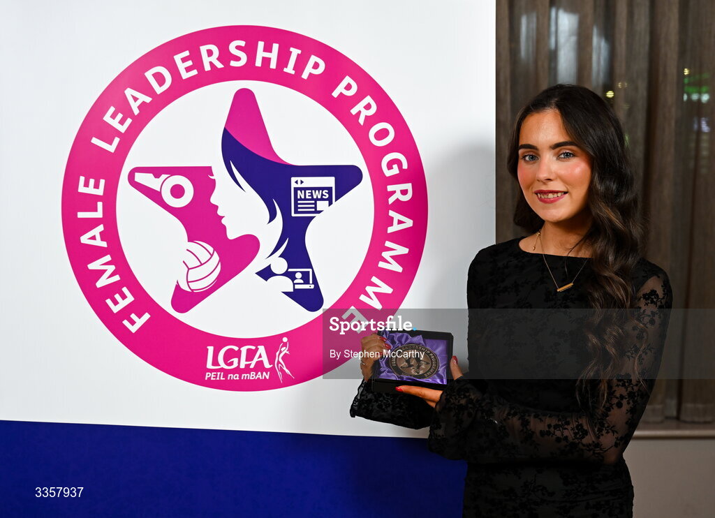 14 February 2026; Megan Gaughan of St Mary’s Tulsk, Roscommon, at the Learn to Lead LGFA Female Leadership Programme graduation evening at The Carlton Hotel in Santry, Dublin. The Learn to Lead programme was devised to develop the next generation of leaders within Ladies Gaelic Football. Photo by Stephen McCarthy/Sportsfile