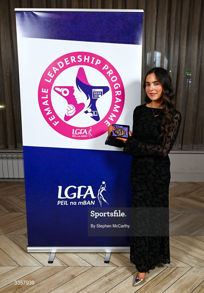 14 February 2026; Megan Gaughan of St Mary’s Tulsk, Roscommon, at the Learn to Lead LGFA Female Leadership Programme graduation evening at The Carlton Hotel in Santry, Dublin. The Learn to Lead programme was devised to develop the next generation of leaders within Ladies Gaelic Football. Photo by Stephen McCarthy/Sportsfile