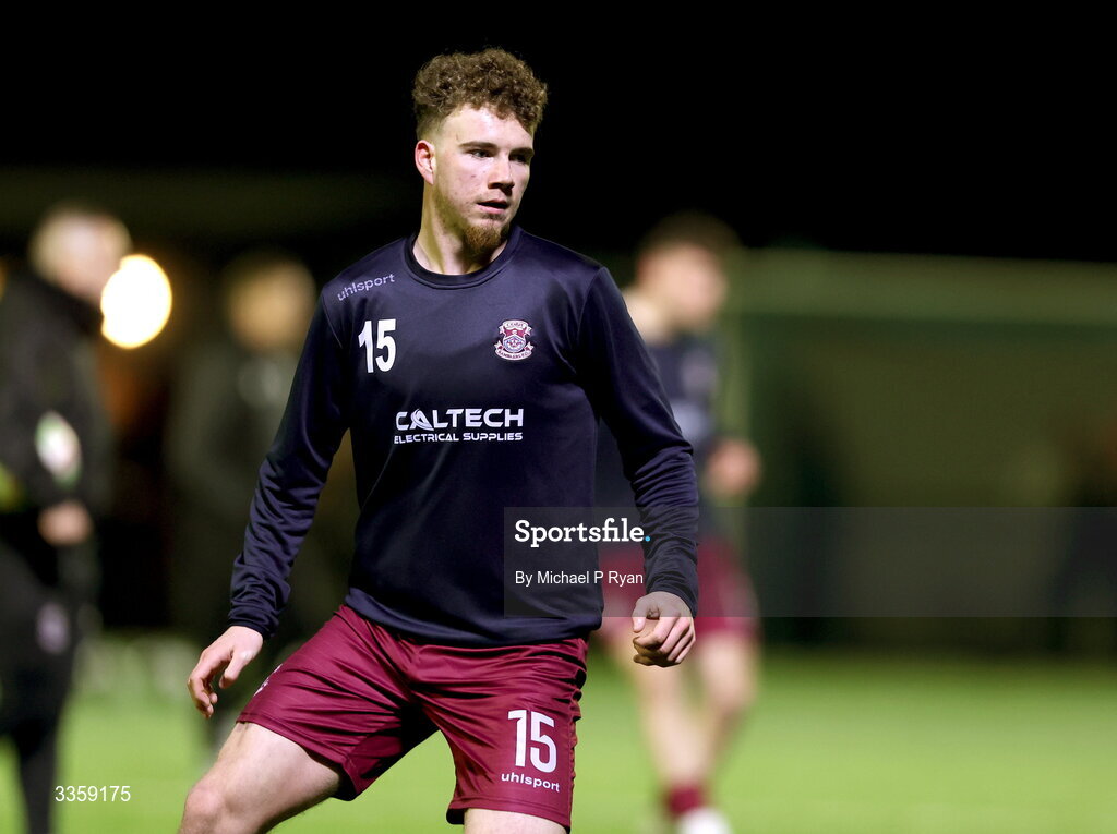 13 February 2026; Lucas Curtin of Cobh Ramblers before the SSE Airtricity Men's First Division match between Cobh Ramblers and Wexford at St Colman's Park in Cobh, Cork. Photo by Michael P Ryan/Sportsfile