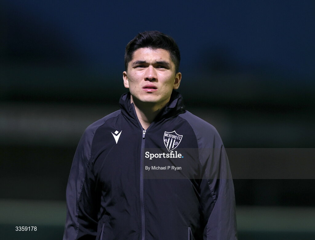 13 February 2026; Liam Shuntaro Doyle of Wexford before the SSE Airtricity Men's First Division match between Cobh Ramblers and Wexford at St Colman's Park in Cobh, Cork. Photo by Michael P Ryan/Sportsfile