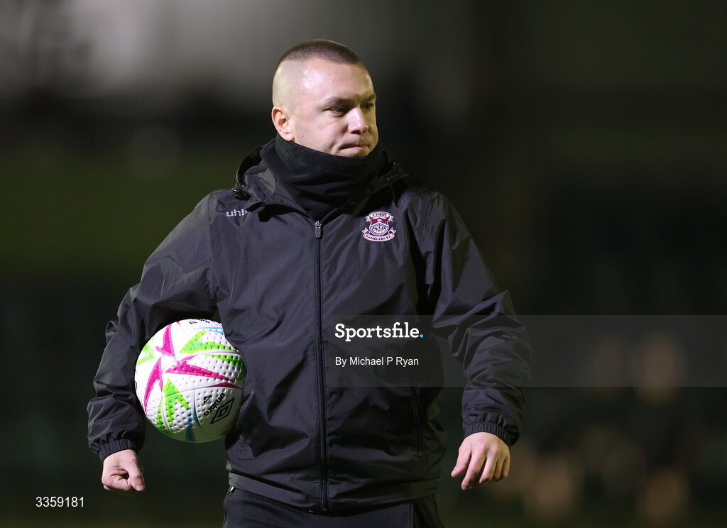 13 February 2026; Cobh Ramblers assistant coach Zoran Teodorovic before the SSE Airtricity Men's First Division match between Cobh Ramblers and Wexford at St Colman's Park in Cobh, Cork. Photo by Michael P Ryan/Sportsfile