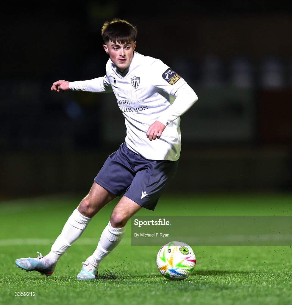 13 February 2026; Gavin Hodgins of Wexford during the SSE Airtricity Men's First Division match between Cobh Ramblers and Wexford at St Colman's Park in Cobh, Cork. Photo by Michael P Ryan/Sportsfile