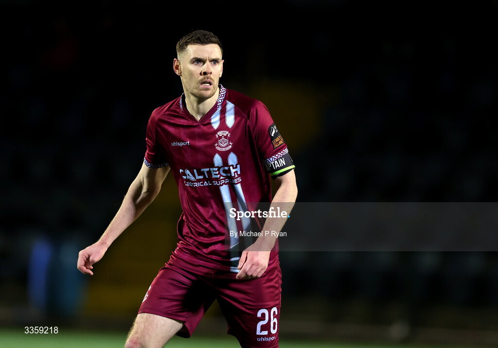 13 February 2026; Gary Buckley of Cobh Ramblers during the SSE Airtricity Men's First Division match between Cobh Ramblers and Wexford at St Colman's Park in Cobh, Cork. Photo by Michael P Ryan/Sportsfile