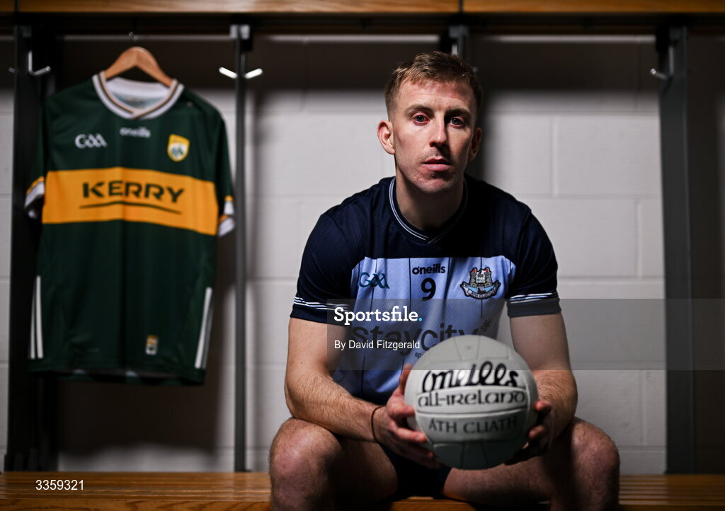 16 February 2026; Dublin footballer Seán Bugler during a Dublin GAA Doubler-Header media event at Croke Park in Dublin. Photo by David Fitzgerald/Sportsfile