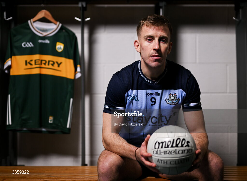 16 February 2026; Dublin footballer Seán Bugler during a Dublin GAA Doubler-Header media event at Croke Park in Dublin. Photo by David Fitzgerald/Sportsfile