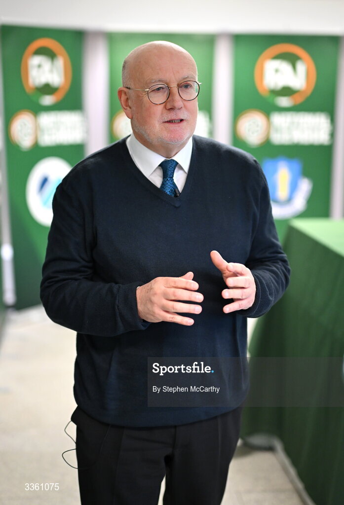 18 February 2026; FAI head of competitions Fran Gavin during an FAI National League Clubs Workshop at the FAI Headquarters in Abbotstown, Dublin. Photo by Stephen McCarthy/Sportsfile