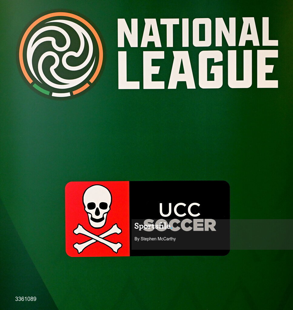 18 February 2026; The crest of UCC Soccer during an FAI National League Clubs Workshop at the FAI Headquarters in Abbotstown, Dublin. Photo by Stephen McCarthy/Sportsfile
