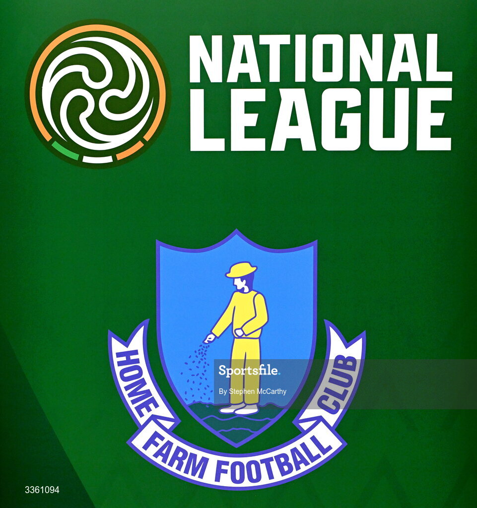 18 February 2026; The crest of Home Farm during an FAI National League Clubs Workshop at the FAI Headquarters in Abbotstown, Dublin. Photo by Stephen McCarthy/Sportsfile