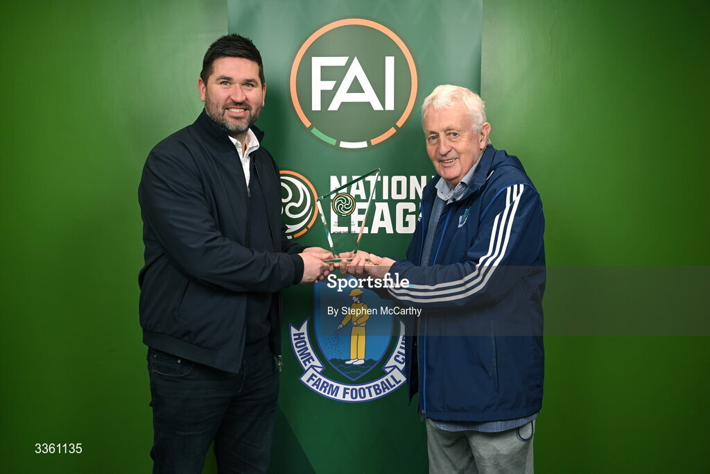 18 February 2026; Home Farm representatives Gavin Whelan, left, and Brendan Menton during an FAI National League Clubs Workshop at the FAI Headquarters in Abbotstown, Dublin. Photo by Stephen McCarthy/Sportsfile