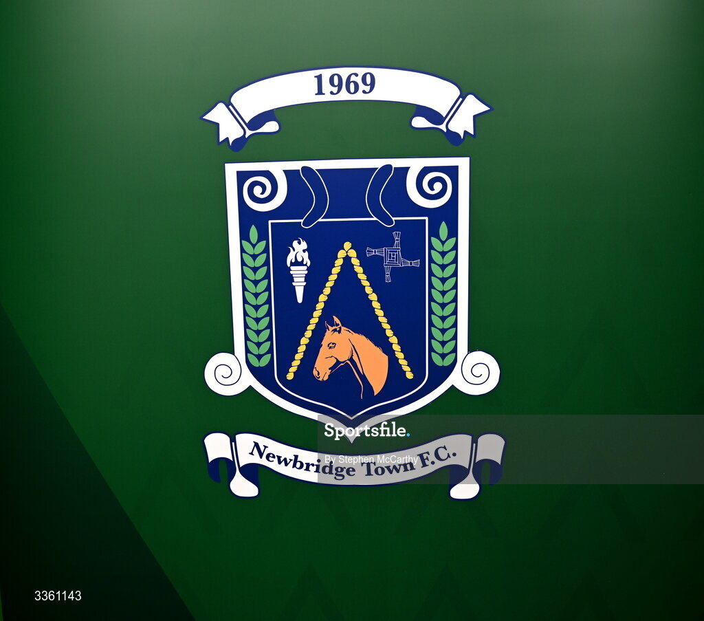 18 February 2026; The crest of Newbridge Town during an FAI National League Clubs Workshop at the FAI Headquarters in Abbotstown, Dublin. Photo by Stephen McCarthy/Sportsfile