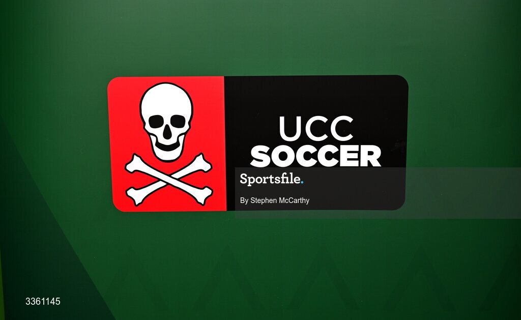 18 February 2026; The crest of UCC Soccer during an FAI National League Clubs Workshop at the FAI Headquarters in Abbotstown, Dublin. Photo by Stephen McCarthy/Sportsfile