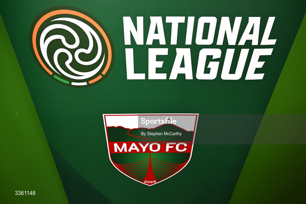 18 February 2026; The crest of Mayo FC during an FAI National League Clubs Workshop at the FAI Headquarters in Abbotstown, Dublin. Photo by Stephen McCarthy/Sportsfile
