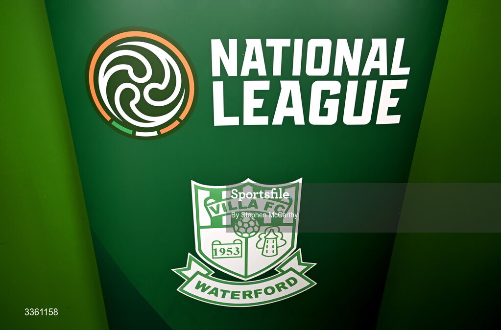 18 February 2026; The crest of Villa FC during an FAI National League Clubs Workshop at the FAI Headquarters in Abbotstown, Dublin. Photo by Stephen McCarthy/Sportsfile