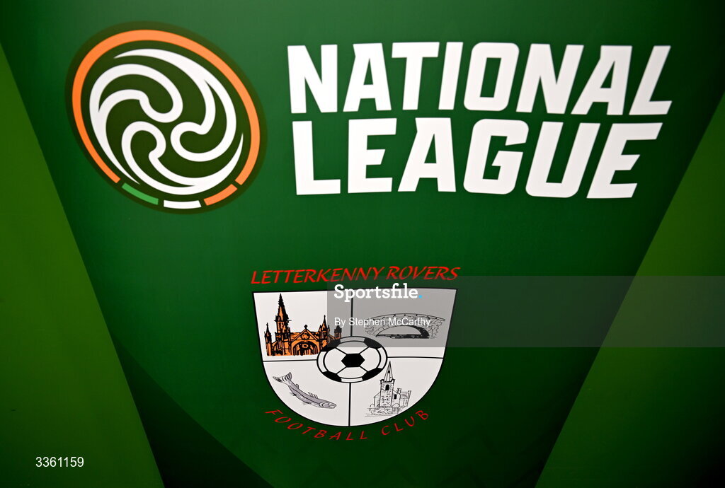 18 February 2026; The crest of Letterkenny Rovers during an FAI National League Clubs Workshop at the FAI Headquarters in Abbotstown, Dublin. Photo by Stephen McCarthy/Sportsfile