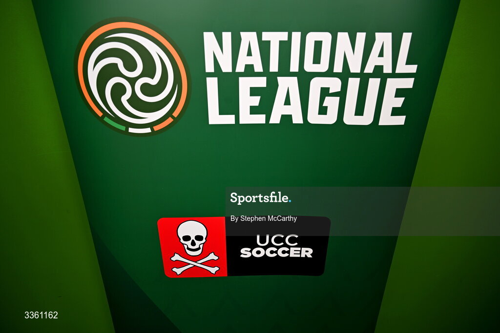 18 February 2026; The crest of UCC Soccer during an FAI National League Clubs Workshop at the FAI Headquarters in Abbotstown, Dublin. Photo by Stephen McCarthy/Sportsfile